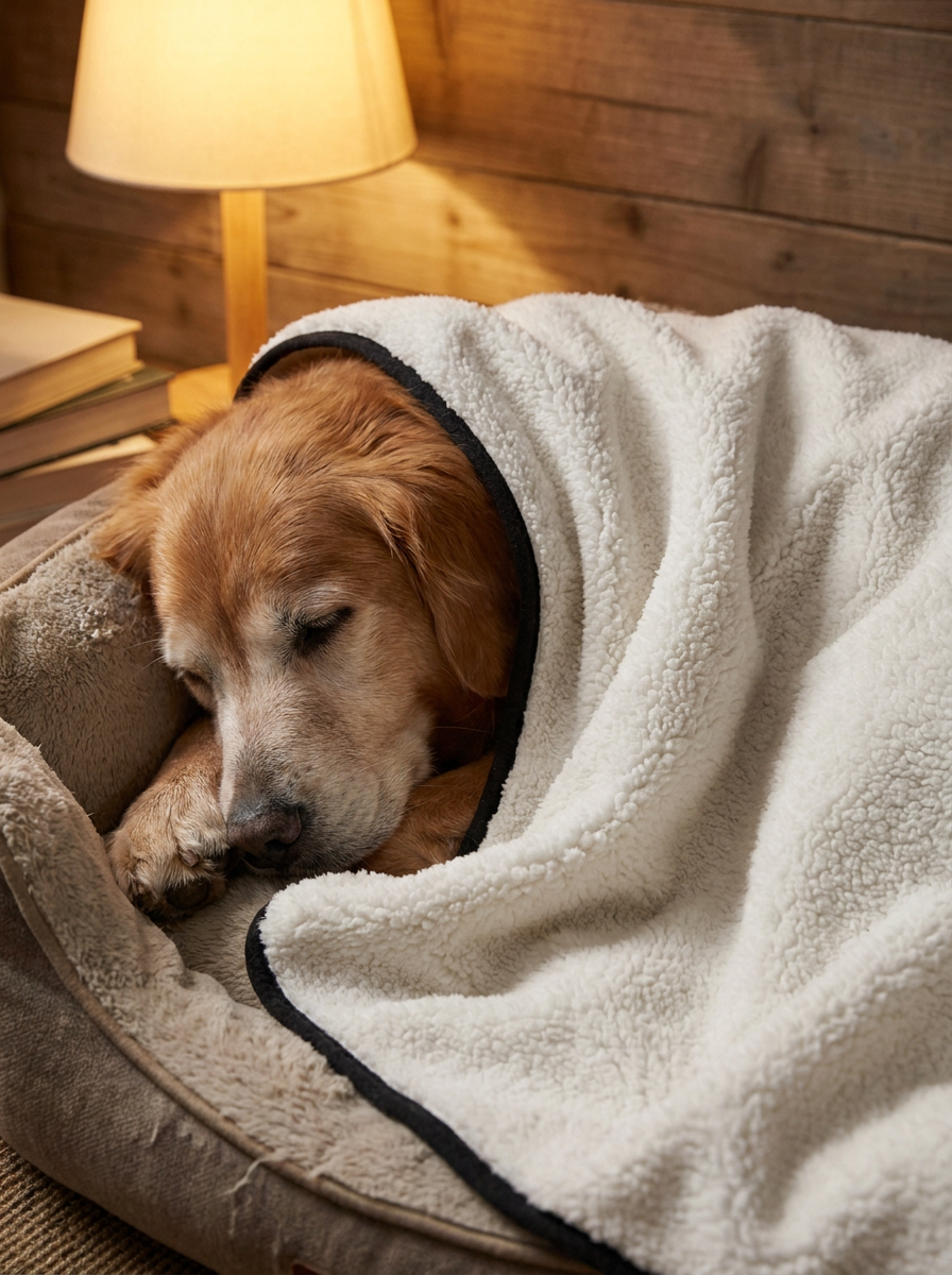 Kuscheldecke - Schlafender Hund eingekuschelt